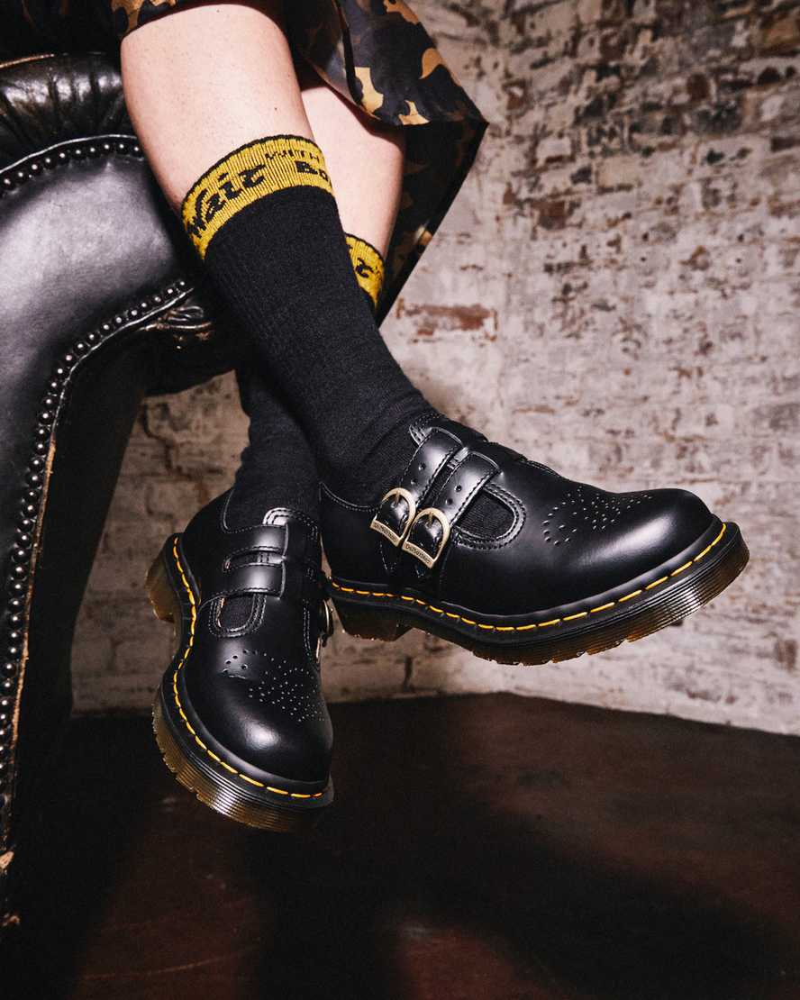 schwarze dr. martens 8065 glatte damen-mary-janes