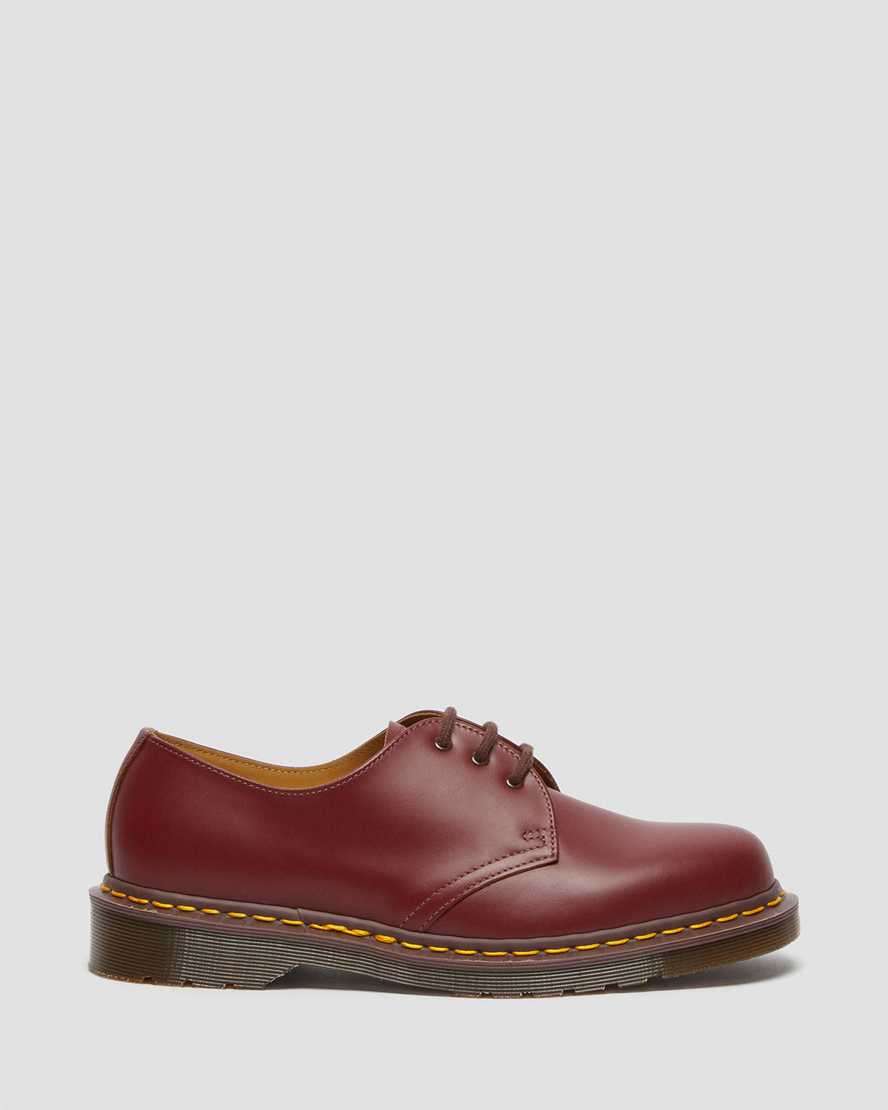 rote dr. martens 1461 vintage damen-oxfordschuhe hergestellt in england