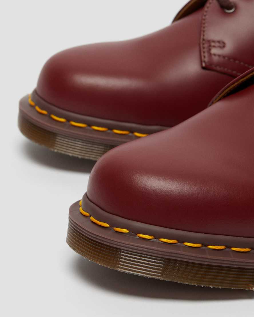 rote dr. martens 1461 vintage damen-oxfordschuhe hergestellt in england