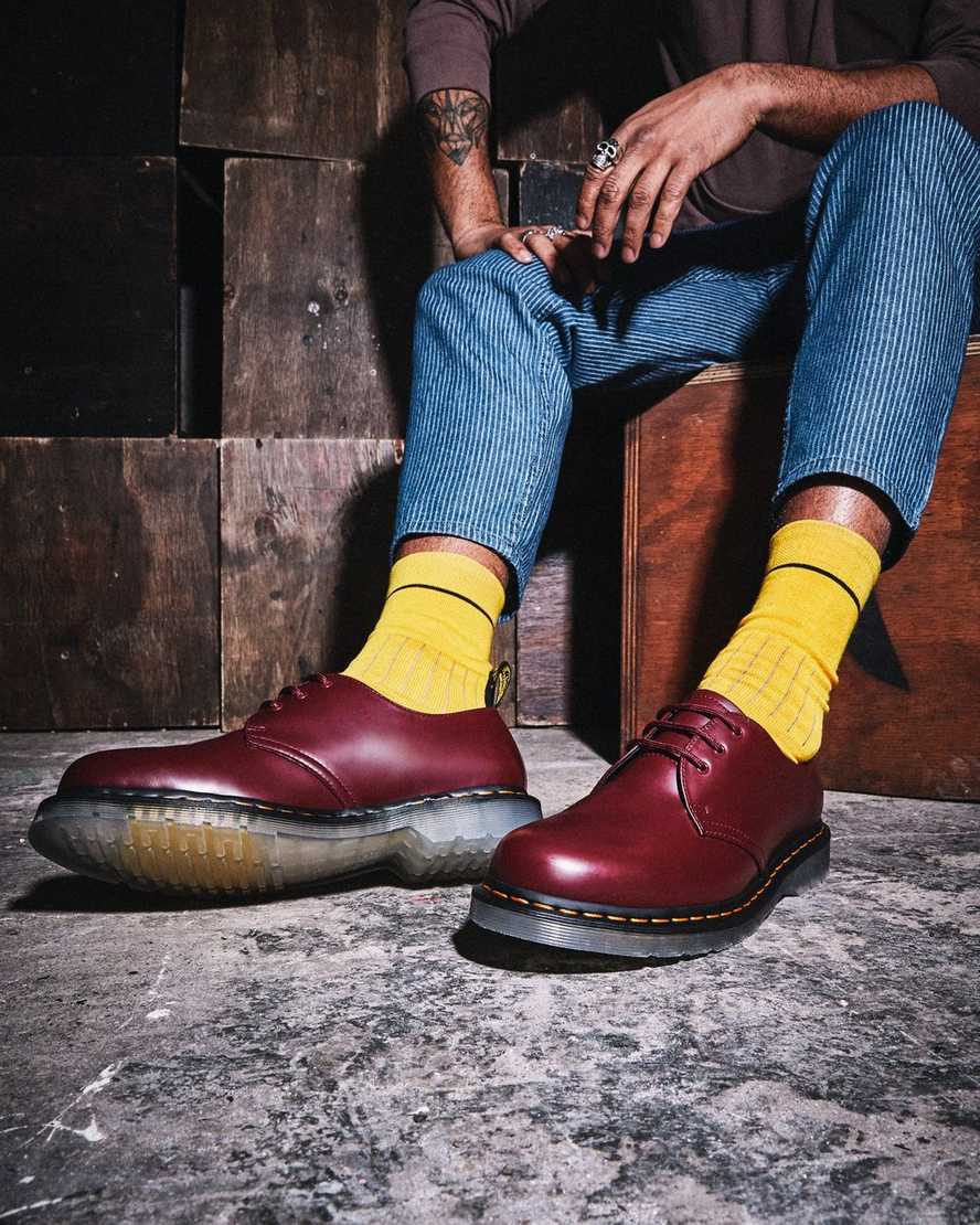 rote dr. martens 1461 iced smooth damen-oxfordschuhe