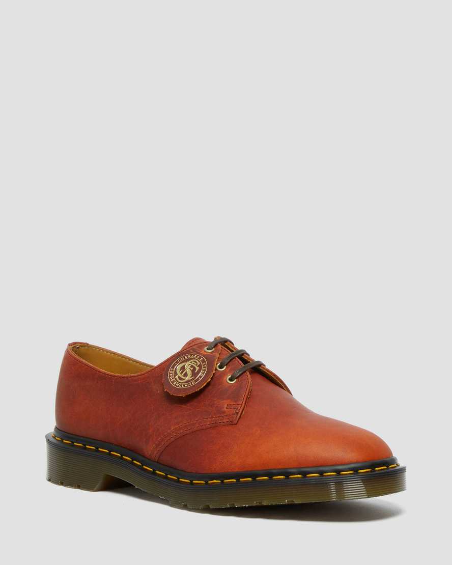 braune dr. martens 1461 classic oil damen-oxfordschuhe