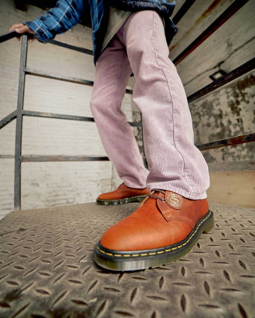braune dr. martens 1461 classic oil damen-oxfordschuhe