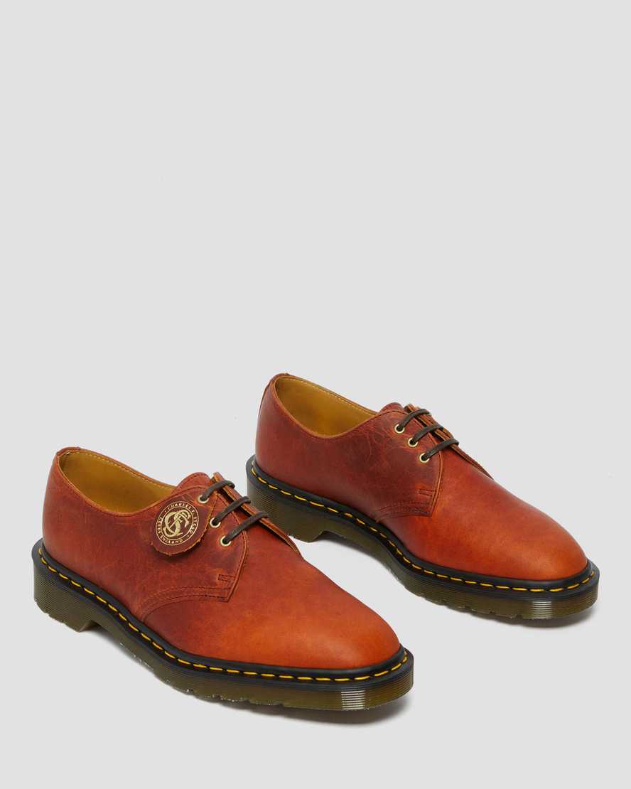 braune dr. martens 1461 classic oil damen-oxfordschuhe