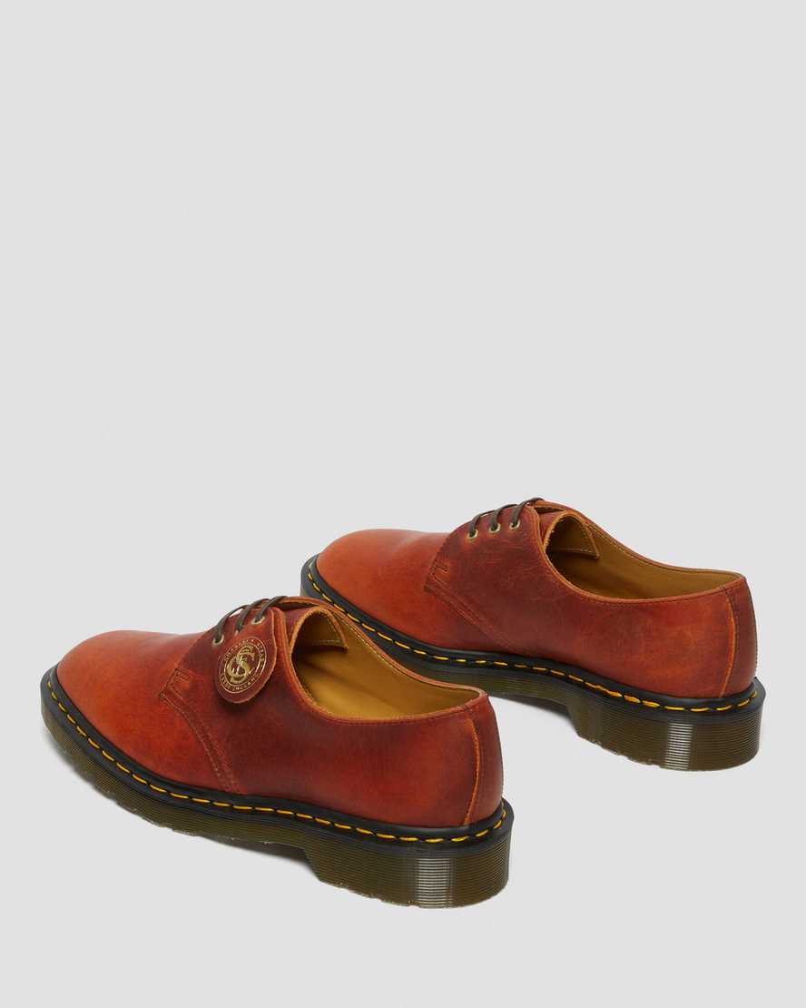 braune dr. martens 1461 classic oil damen-oxfordschuhe