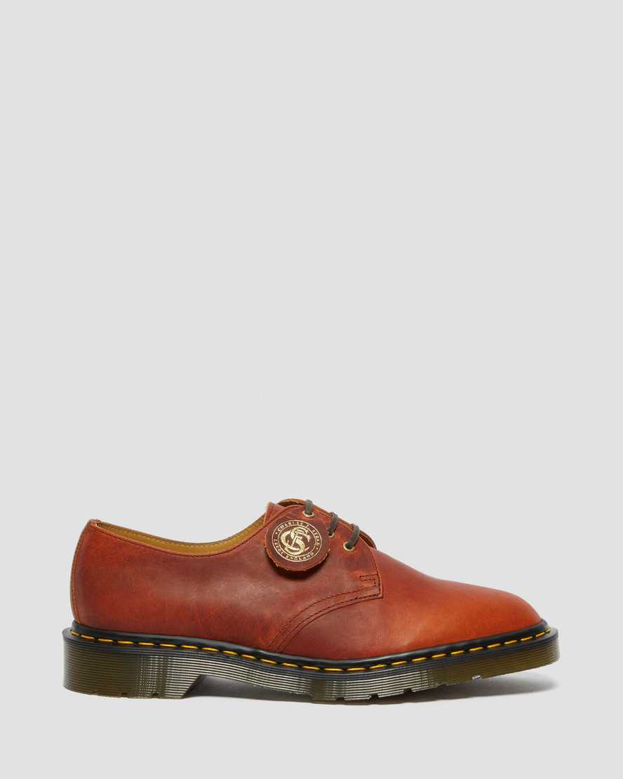 braune dr. martens 1461 classic oil damen-oxfordschuhe