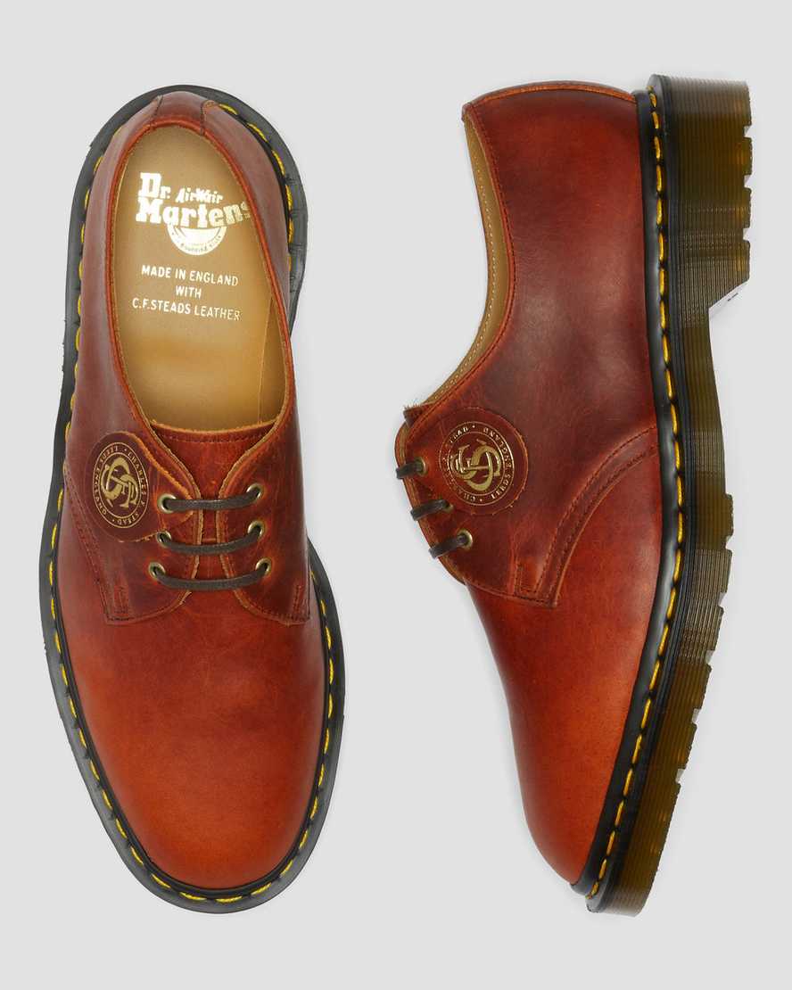 braune dr. martens 1461 classic oil damen-oxfordschuhe