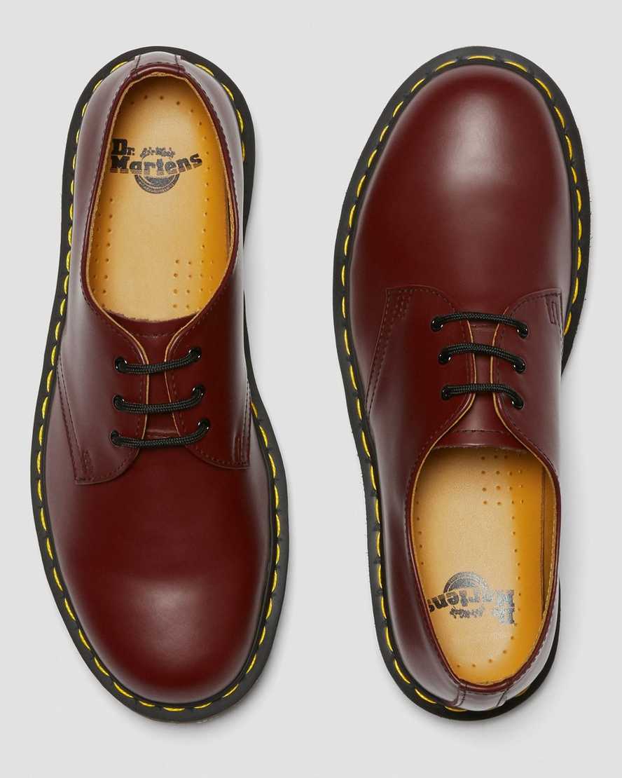 rote dr. martens 1461 glatte damen-oxfordschuhe