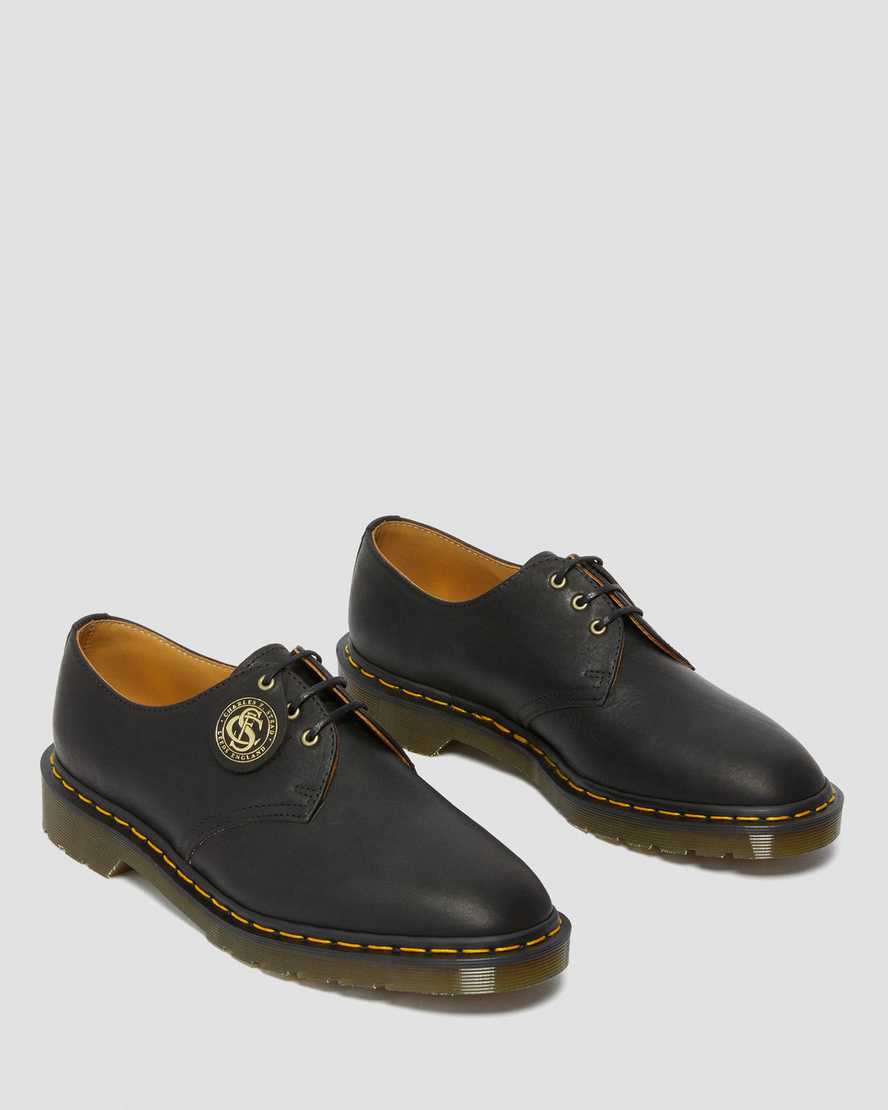schwarze dr. martens 1461 classic oil damen-oxfordschuhe