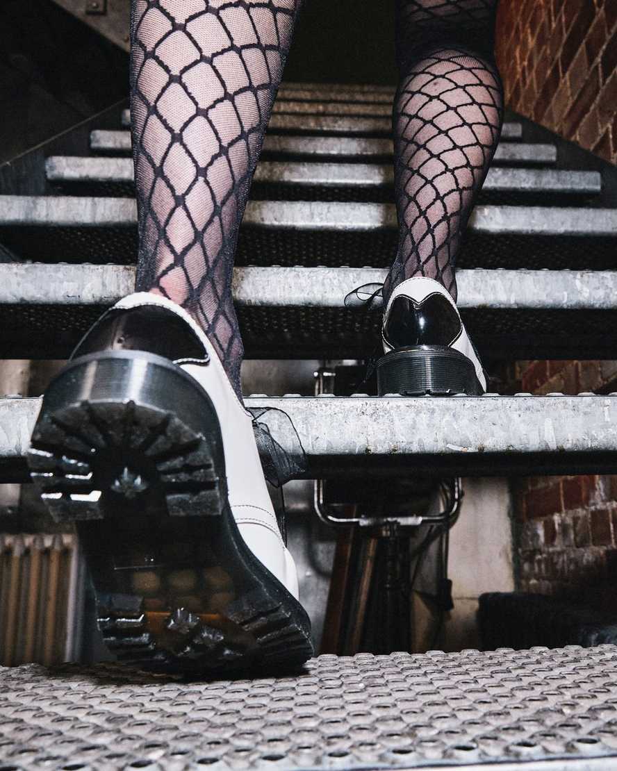 weiße und schwarze dr. martens 1461 hearts glatt- und lackleder damen-oxfordschuhe