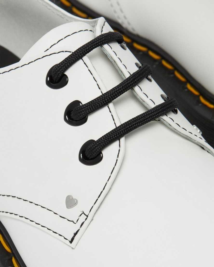 weiße und schwarze dr. martens 1461 hearts glatt- und lackleder damen-oxfordschuhe