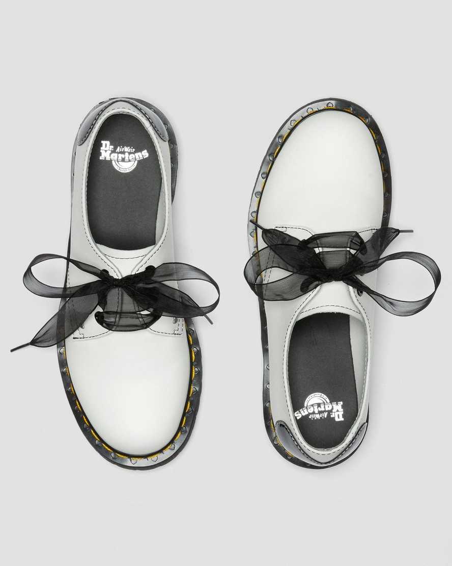 weiße und schwarze dr. martens 1461 hearts glatt- und lackleder damen-oxfordschuhe
