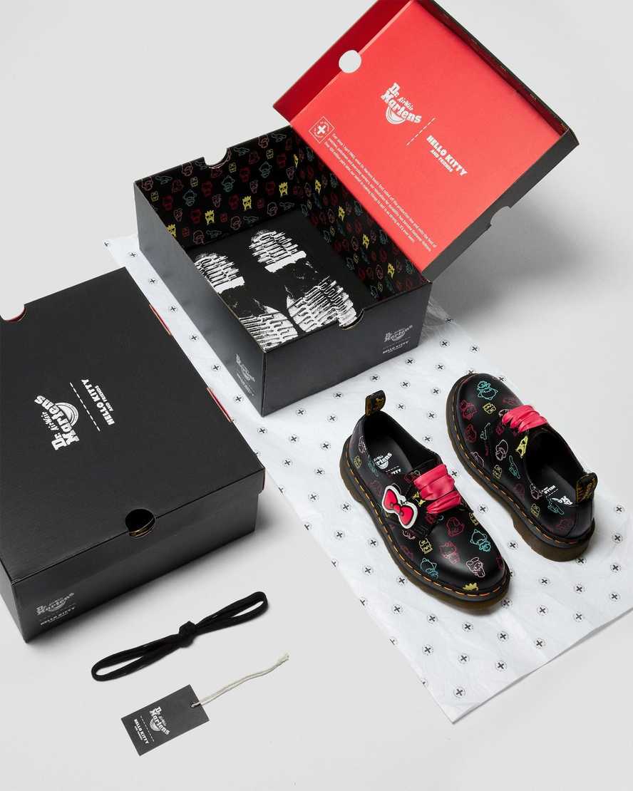 schwarze dr. martens hello kitty friends 1461 glatte damen-oxfordschuhe