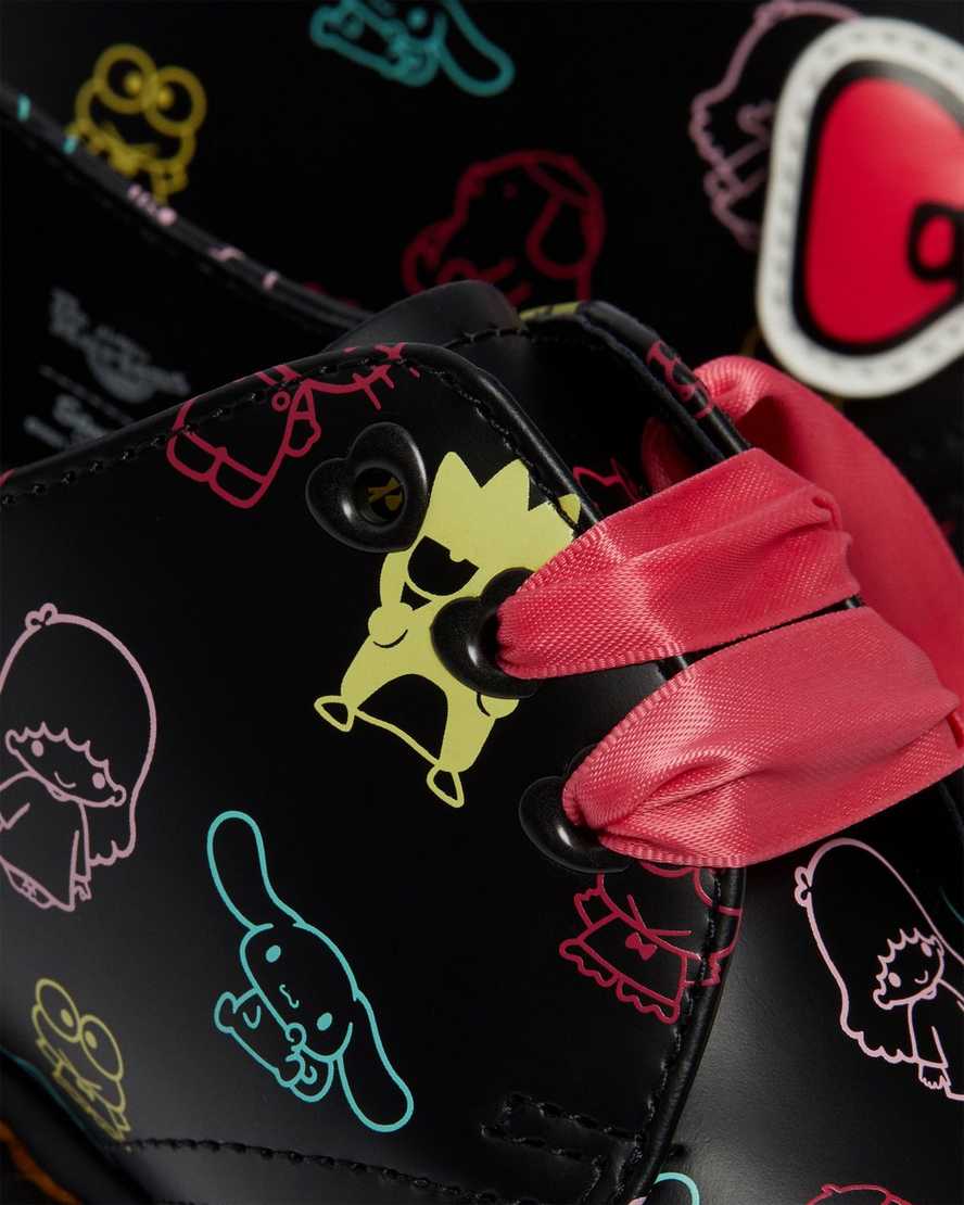 schwarze dr. martens hello kitty friends 1461 glatte damen-oxfordschuhe