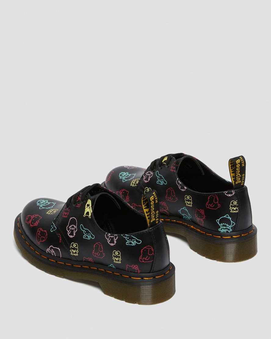schwarze dr. martens hello kitty friends 1461 glatte damen-oxfordschuhe