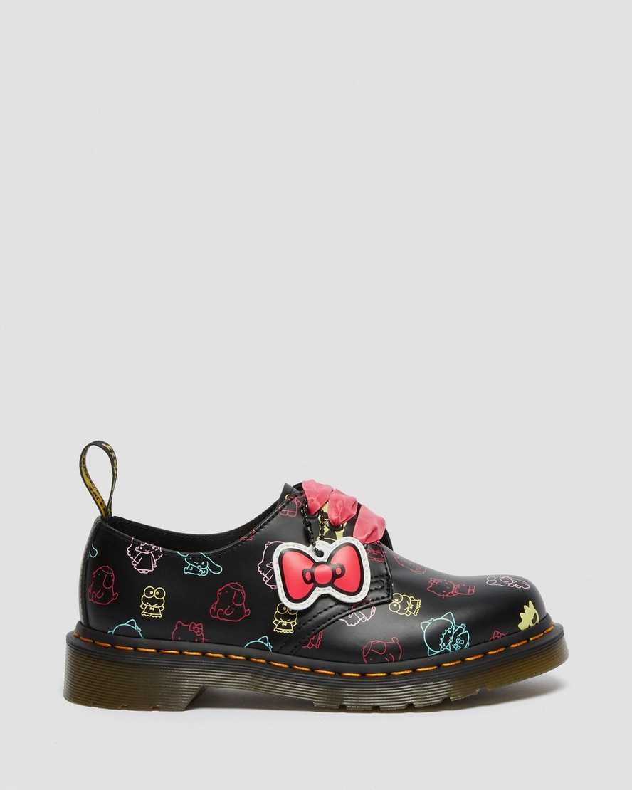 schwarze dr. martens hello kitty friends 1461 glatte damen-oxfordschuhe
