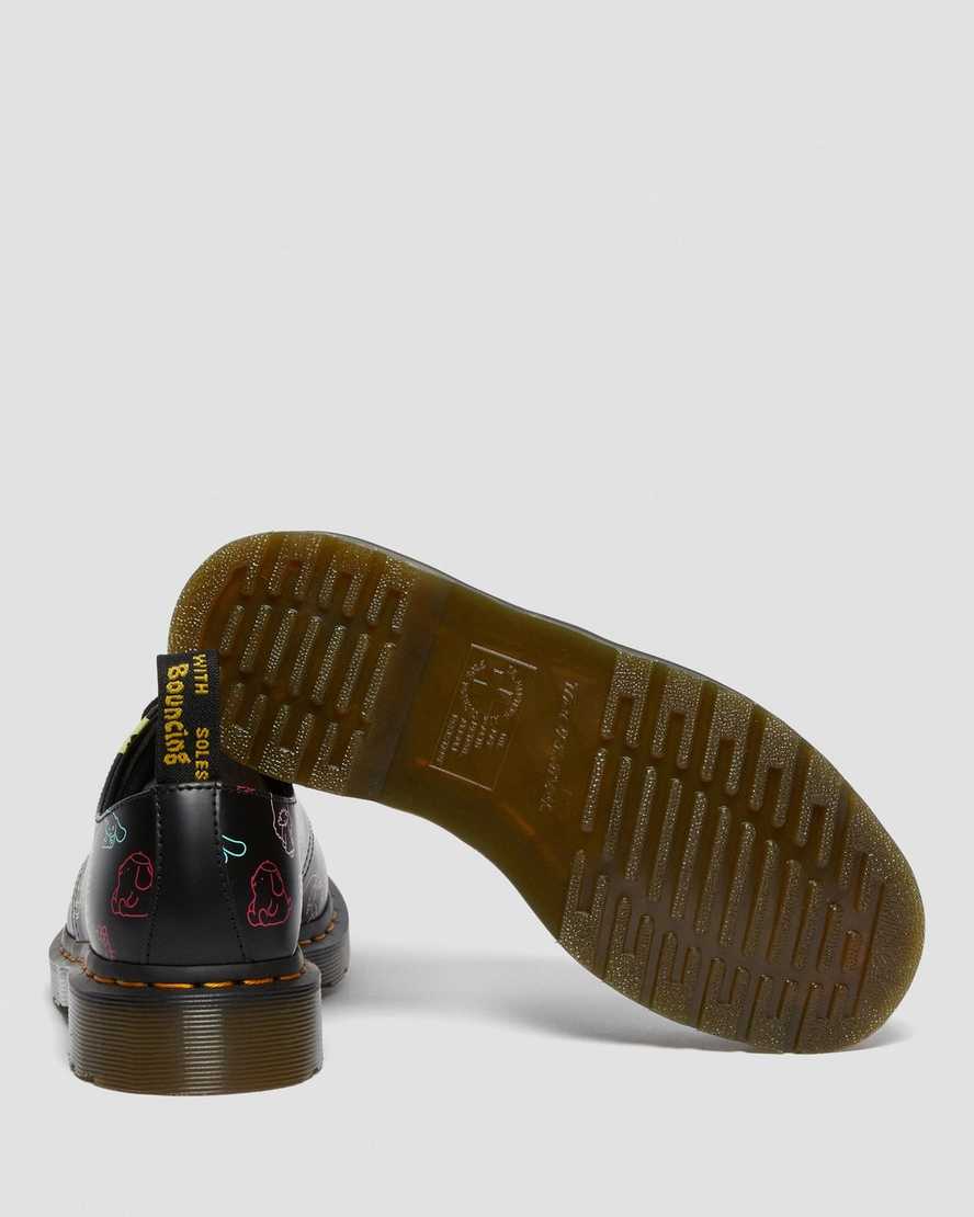 schwarze dr. martens hello kitty friends 1461 glatte damen-oxfordschuhe