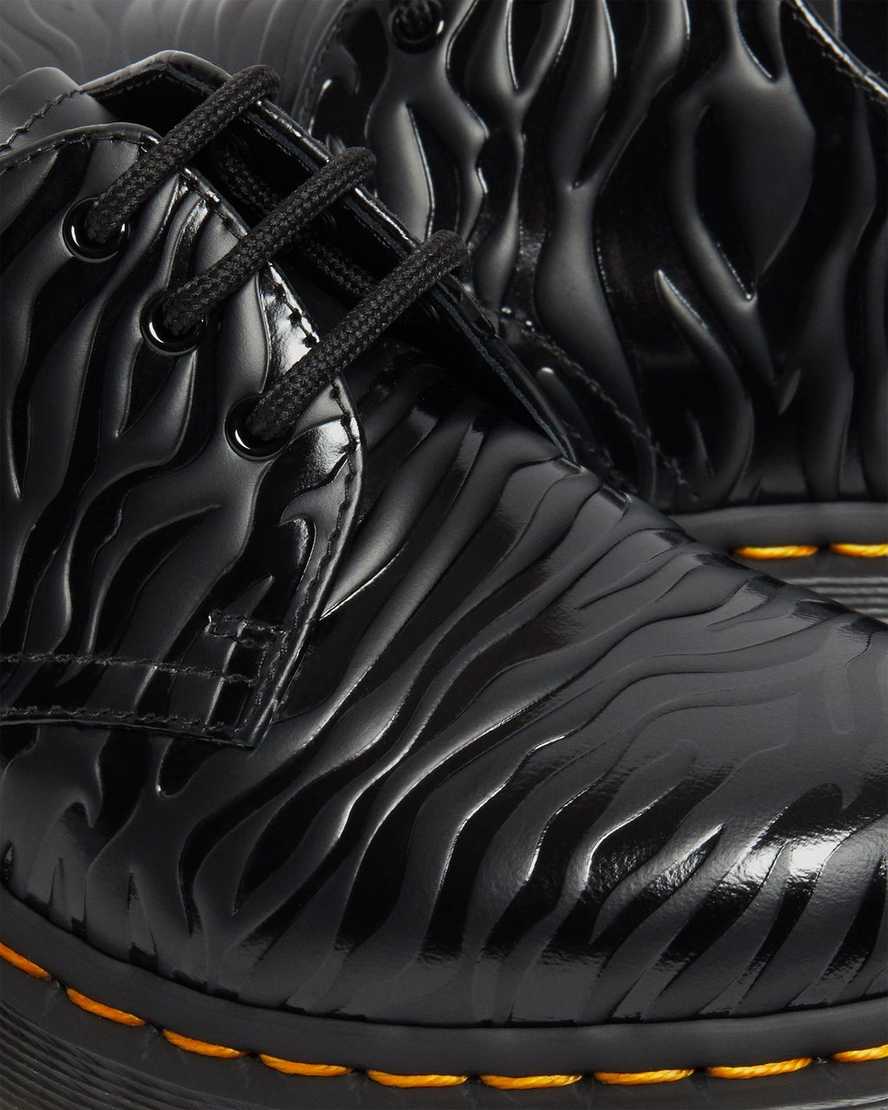 schwarze dr. martens 1461 zebra emboss smooth damen-oxfordschuhe