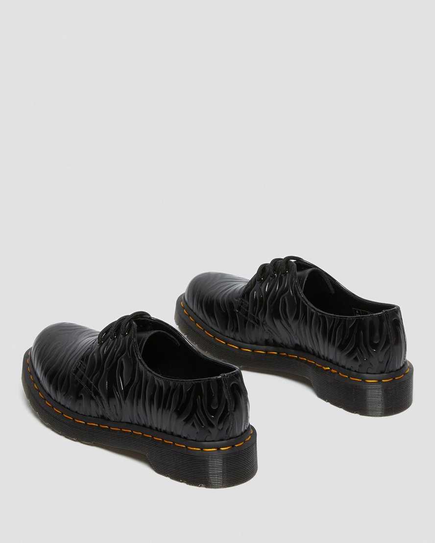 schwarze dr. martens 1461 zebra emboss smooth damen-oxfordschuhe