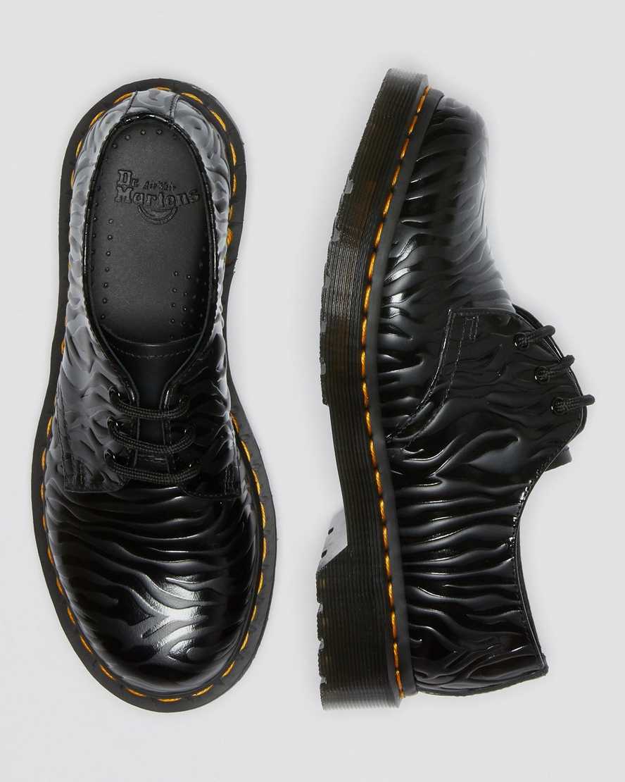 schwarze dr. martens 1461 zebra emboss smooth damen-oxfordschuhe