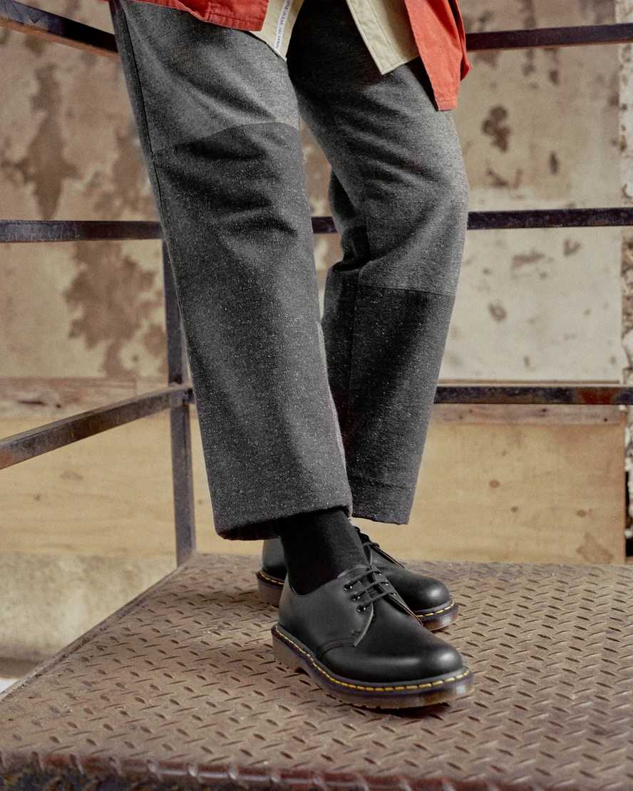 schwarze dr. martens 1461 vintage damen-oxfordschuhe hergestellt in england