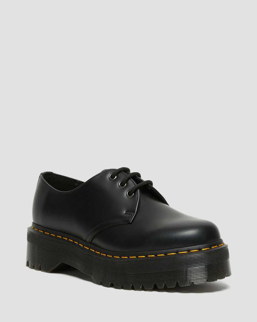 schwarze dr. martens 1461 smooth damen-plateauschuhe