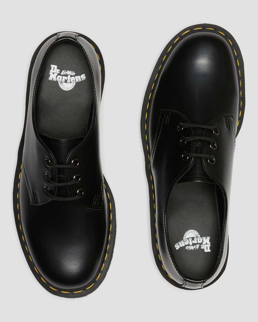 schwarze dr. martens 1461 smooth damen-plateauschuhe