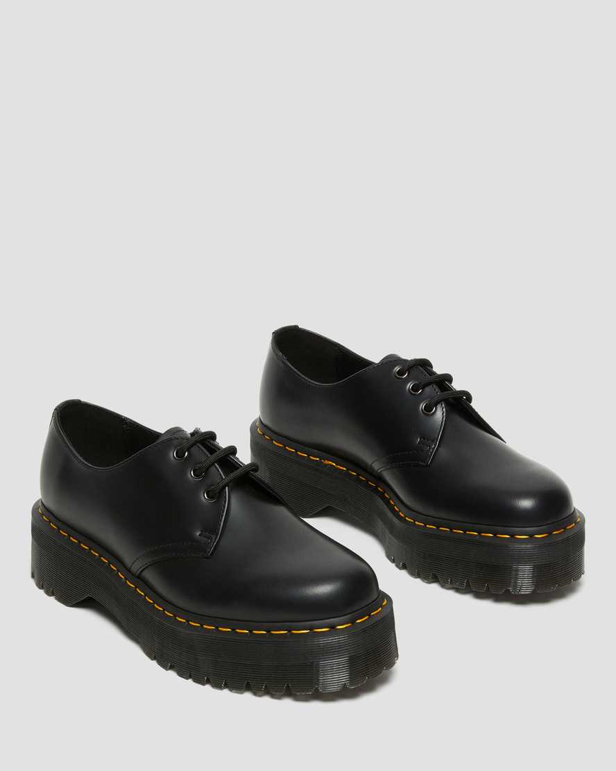 schwarze dr. martens 1461 smooth damen-plateauschuhe