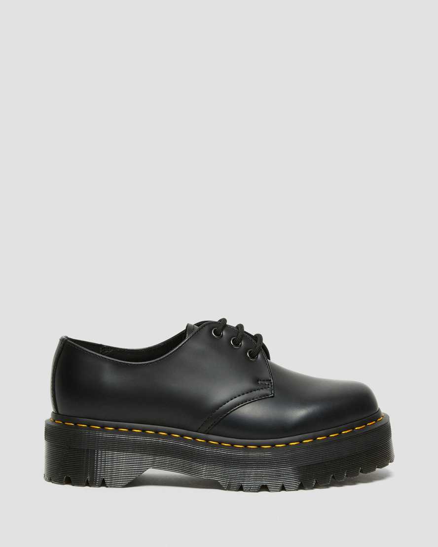 schwarze dr. martens 1461 smooth damen-plateauschuhe