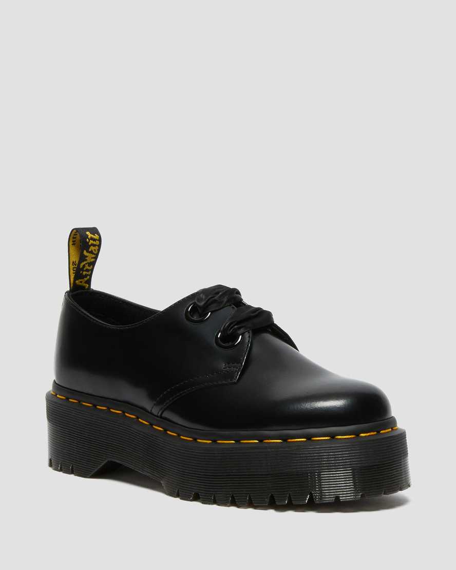 schwarze dr. martens holly damen-plateauschuhe