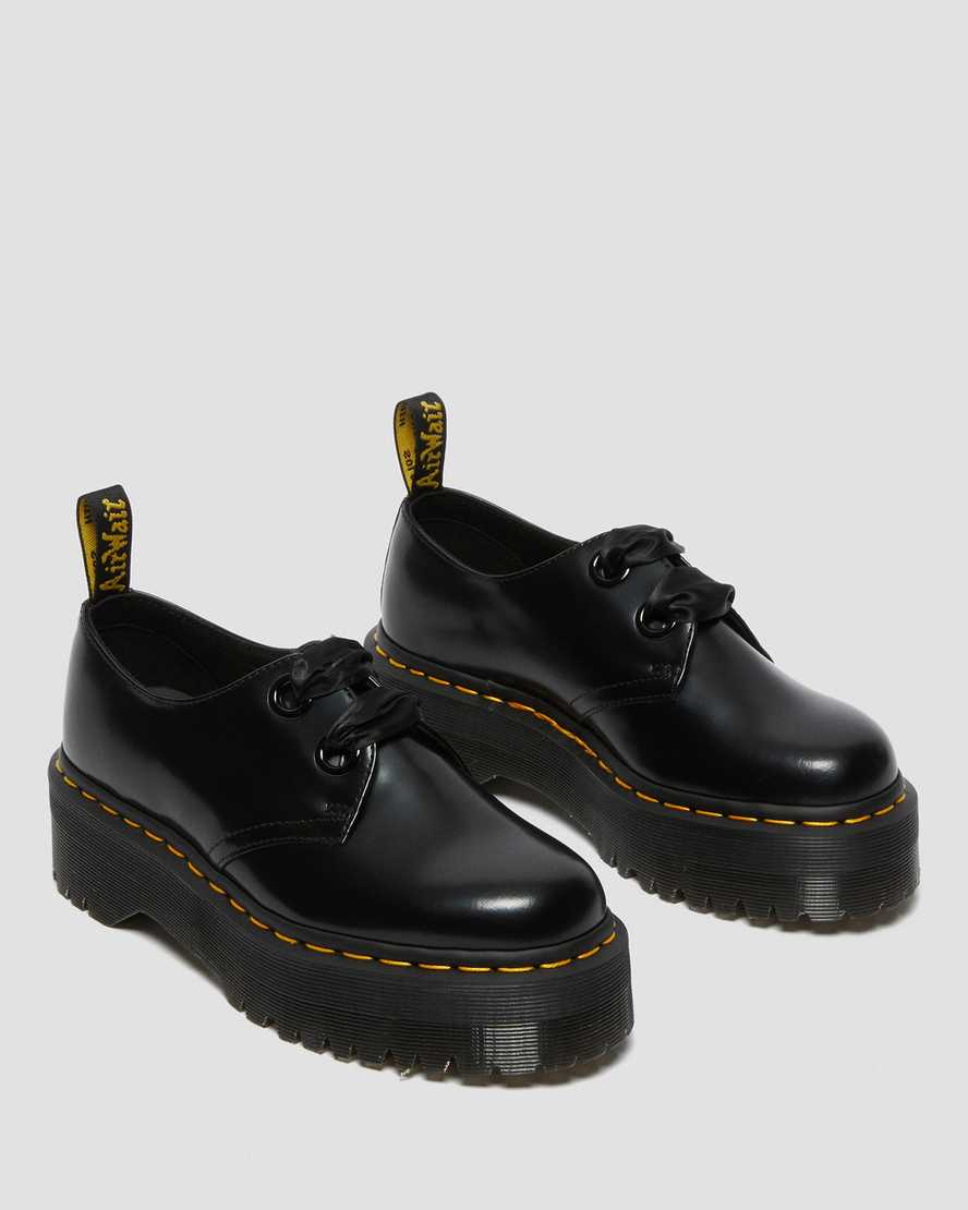 schwarze dr. martens holly damen-plateauschuhe