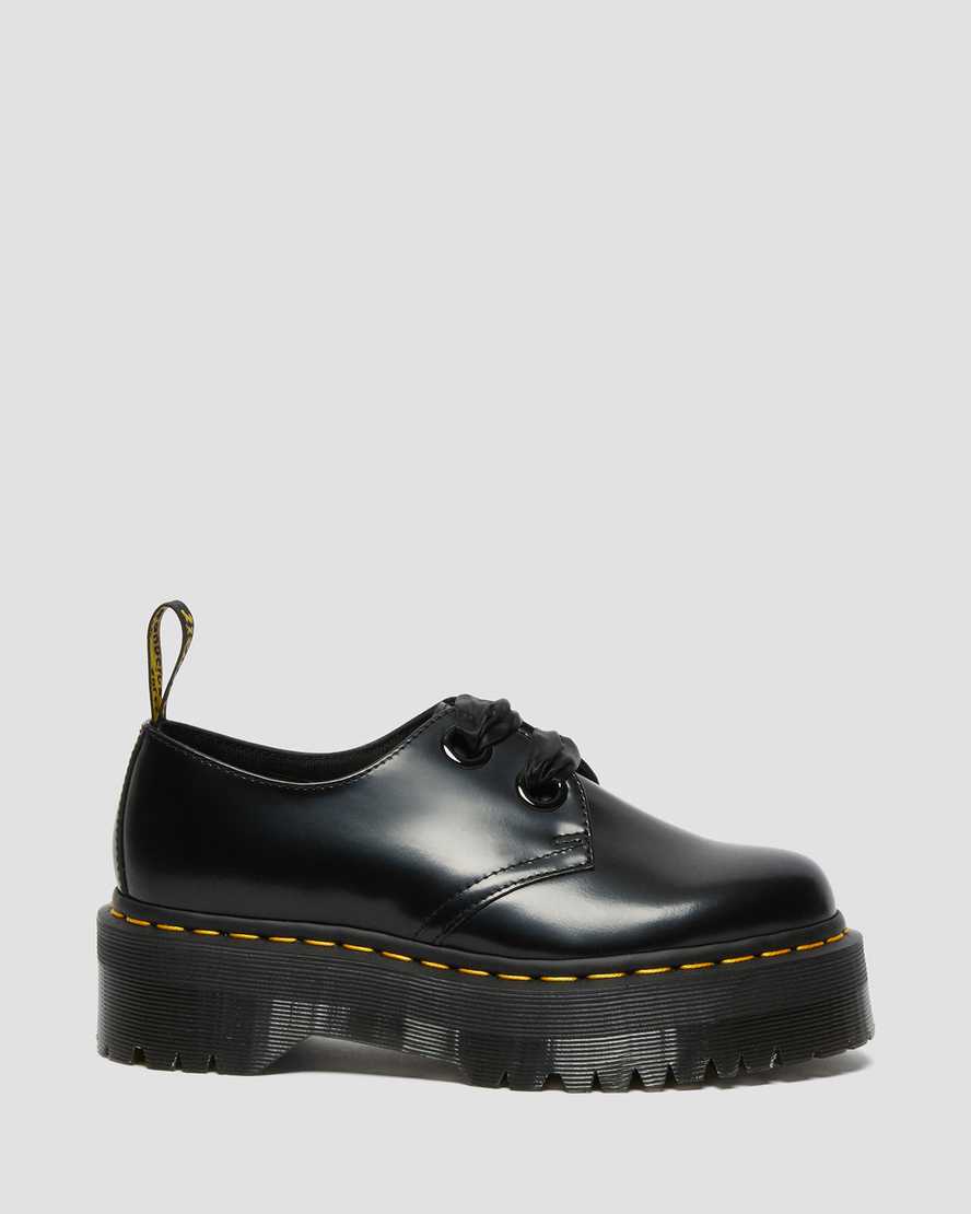 schwarze dr. martens holly damen-plateauschuhe
