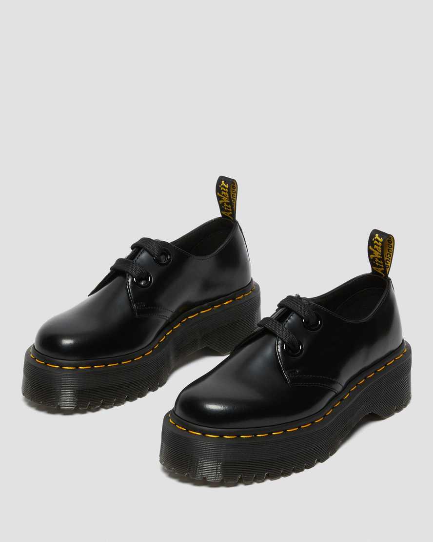 schwarze dr. martens holly damen-plateauschuhe