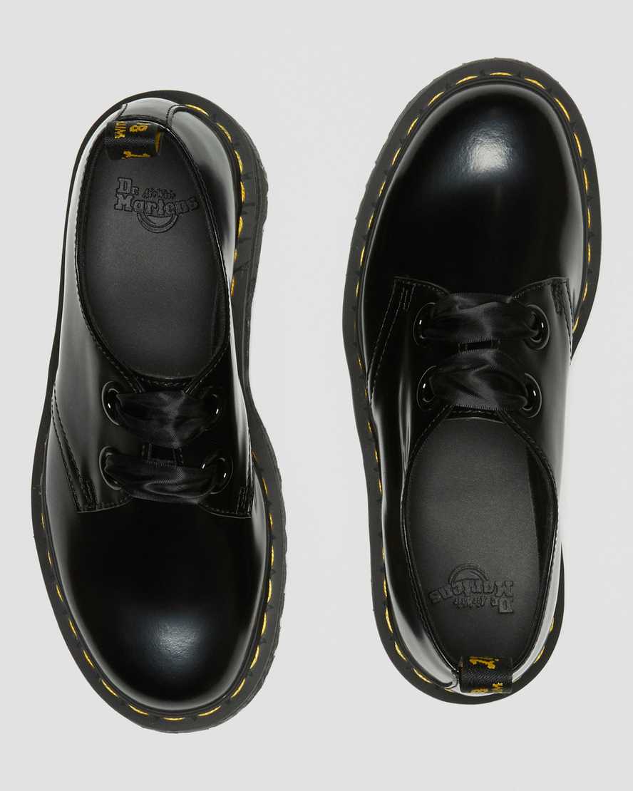 schwarze dr. martens holly damen-plateauschuhe