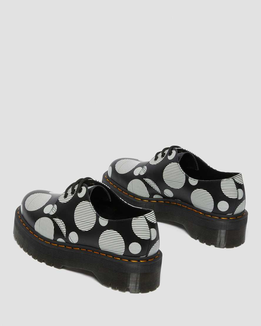 schwarze dr. martens 1461 polka dot smooth damen-plateauschuhe