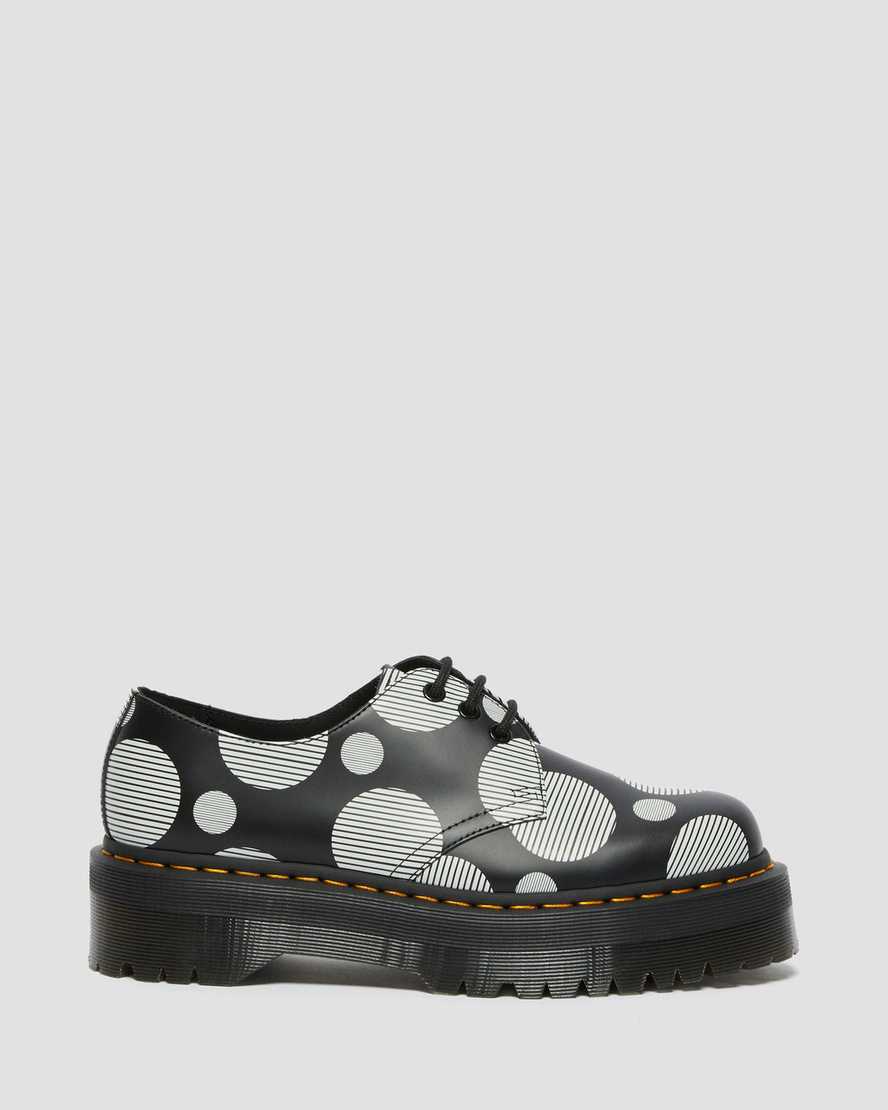 schwarze dr. martens 1461 polka dot smooth damen-plateauschuhe